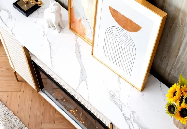 Fluted Fireplace TV Stand 7 1 1