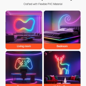 LED Neon Rope Light, 16.4ft RGB with App and Remote - Image 5