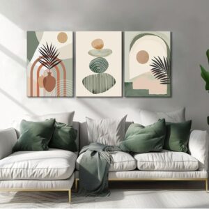 Boho Canvas Wall Art Set of 3, Framed 12x16in - Image 6