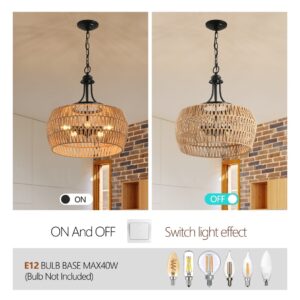 Boho Pendant Light, Hemp Rope Hanging Lamp - Image 9