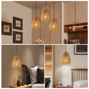Alternative view of Rustic Hemp Rope Pendant Light, Farmhouse Fixture