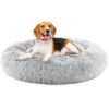 Fluffy cat bed, anti-slip round plush - MoraDecor