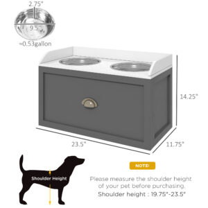 Pet Feeding Station, Elevated with Storage, Gray - Image 4
