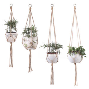 Plant hanging basket, hand-woven cotton rope sling - MoraDecor