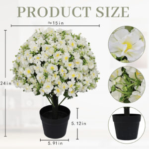 Faux Potted Plant Set, Snow Lotus UV-Resistant - Image 10