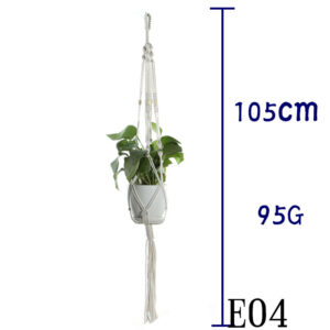 Cotton Rope Plant Hanger, Beige Net Bag for Flower Pots - Image 9
