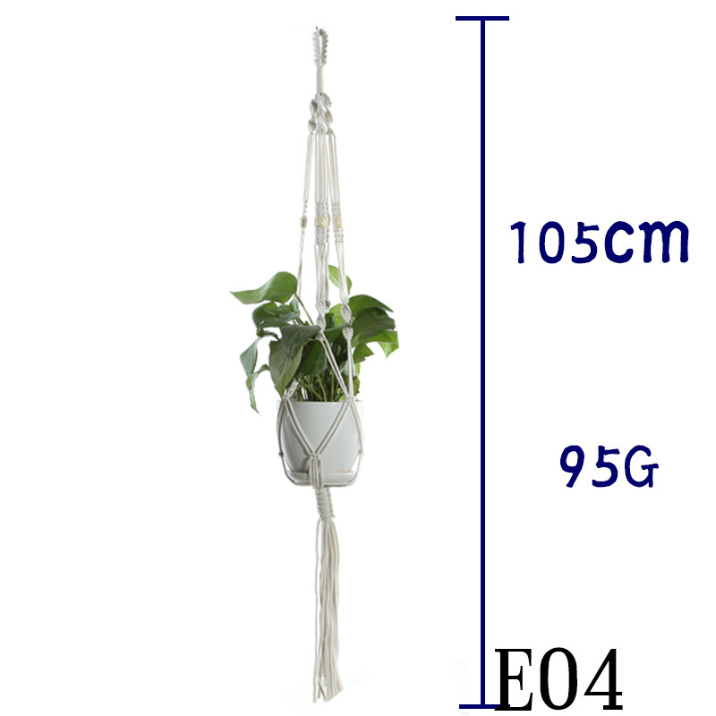 Cotton Rope Plant Hanger, Beige Net Bag for Flower Pots - Image 9