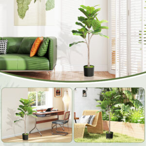 Fiddle Leaf Fig Tree, Artificial 43in Potted - Image 2