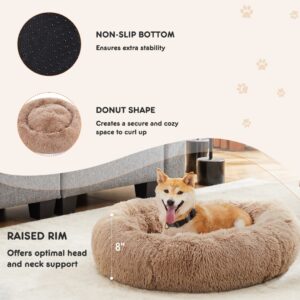 Fluffy Cat Bed, Anti-Slip Round Plush 24in - Image 6