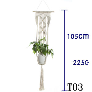 Cotton Rope Plant Hanger, Beige Net Bag for Flower Pots - Image 8