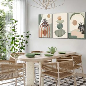 Boho Canvas Wall Art Set of 3, Framed 12x16in - Image 5