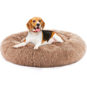 Fluffy Cat Bed, Anti-Slip Round Plush 24in - Image 8