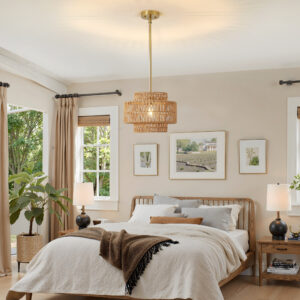 Boho Rattan Chandelier, Hand-Woven Pendant Light - Image 10