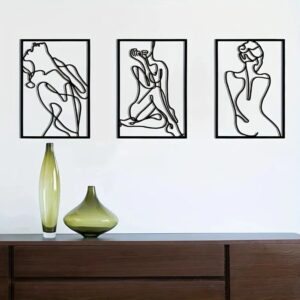 Abstract Line Art Wall Sculpture Set, 3-Piece Minimalist - Image 6