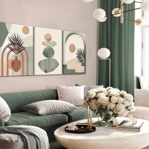 Boho Canvas Wall Art Set of 3, Framed 12x16in - Image 4
