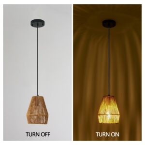 Rustic Hemp Rope Pendant Light, Farmhouse Fixture - Image 7