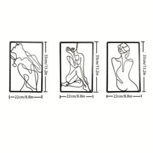 Abstract Line Art Wall Sculpture Set, 3-Piece Minimalist - Image 3