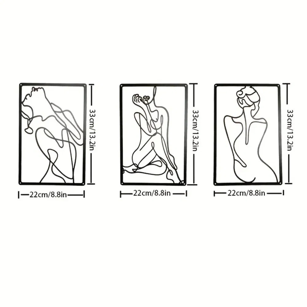 Abstract Line Art Wall Sculpture Set, 3-Piece Minimalist - Image 3