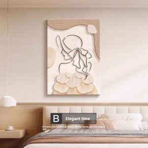 Abstract Line Art Painting, Cream Minimalist - Image 6