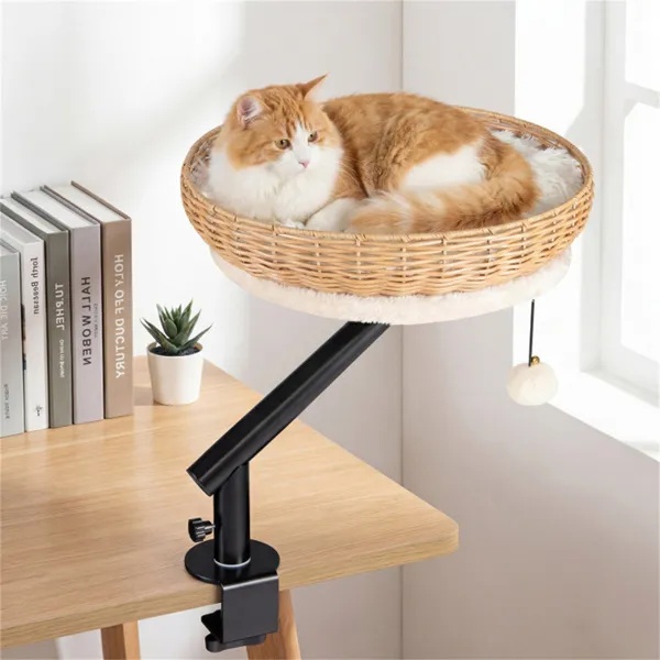 Desktop Cat Bed Perch, 360° Rotatable with Jingling Ball - Image 5