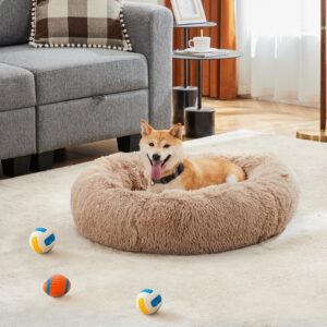 Fluffy Cat Bed, Anti-Slip Round Plush 24in - Image 5