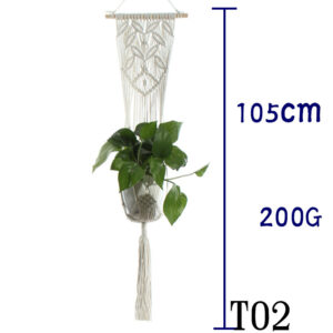 Cotton Rope Plant Hanger, Beige Net Bag for Flower Pots - Image 7