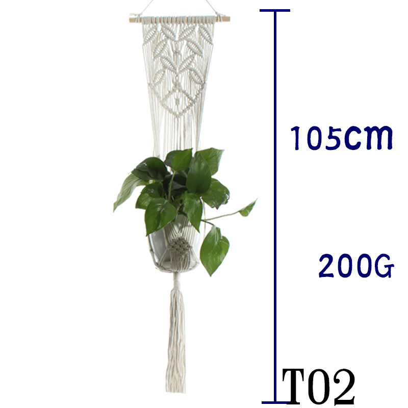 Cotton Rope Plant Hanger, Beige Net Bag for Flower Pots - Image 7