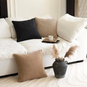 Boucle Throw Pillow Cover 18x18in, Black Textured - Image 2