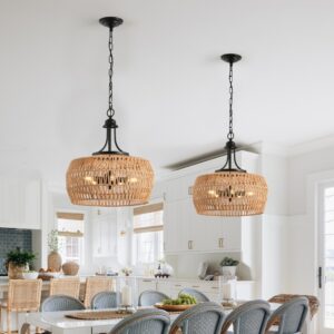 Boho Pendant Light, Hemp Rope Hanging Lamp - Image 7