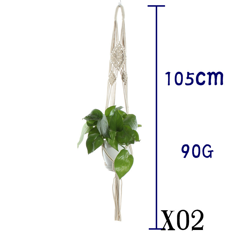 Cotton Rope Plant Hanger, Beige Net Bag for Flower Pots - Image 10