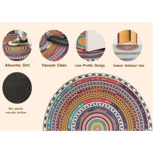 Bohemian Door Mat, Semi-Circle Mandala Design - Image 3