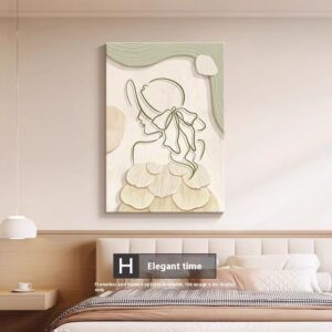 Abstract Line Art Painting, Cream Minimalist - Image 2
