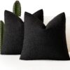 Boucle throw pillow cover, black textured - MoraDecor