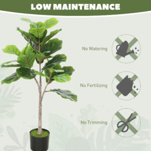 Fiddle Leaf Fig Tree, Artificial 43in Potted - Image 6