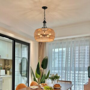 Boho Pendant Light, Hemp Rope Hanging Lamp - Image 8