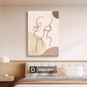 Abstract Line Art Painting, Cream Minimalist - Image 8