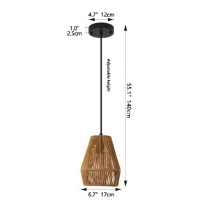 Rustic Hemp Rope Pendant Light, Farmhouse Fixture - Image 6