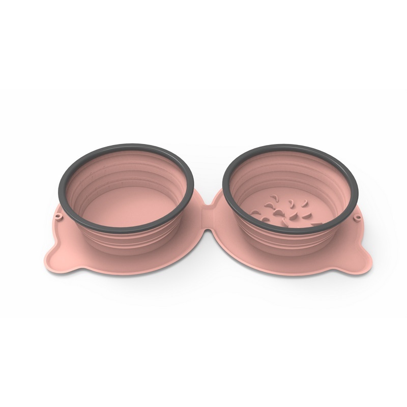 Silicone Dog Bowls, Foldable Double Travel Feeding Set - Image 2