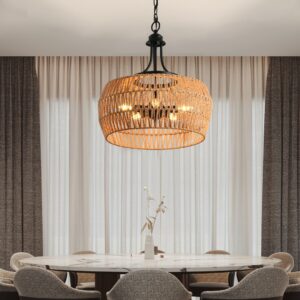 Boho Pendant Light, Hemp Rope Hanging Lamp - Image 5