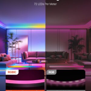 LED Neon Rope Light, 16.4ft RGB with App and Remote - Image 4