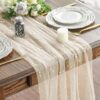Gauze table runner, 10ft pearl beige for dining and parties - MoraDecor