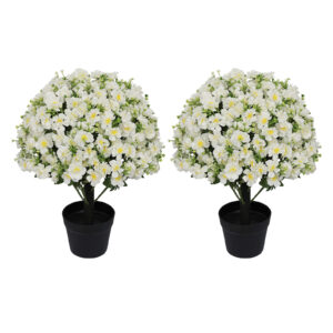 Faux Potted Plant Set, Snow Lotus UV-Resistant - Image 2