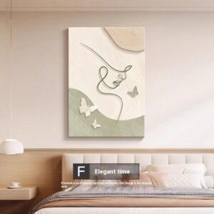 Abstract Line Art Painting, Cream Minimalist - Image 5