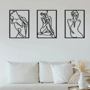 Alternative view of Abstract Line Art Wall Sculpture Set, 3-Piece Minimalist