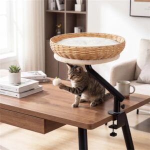 Desktop Cat Bed Perch, 360° Rotatable with Jingling Ball - Image 3