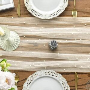 Gauze Table Runner, 10ft Pearl Beige for Dining and Parties - Image 3