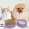 Silicone dog bowls, foldable double travel feeding set - MoraDecor