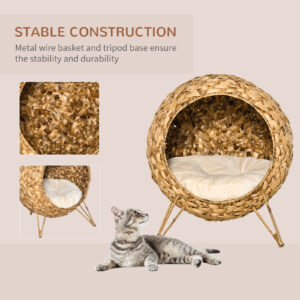 Woven Cat Bed Natural, Elevated with Cushion 20.5in - Image 4