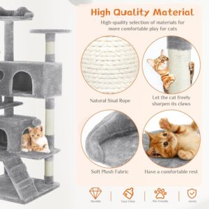 Cat Tree Tower, 54-Inch Multi-Level with Sisal Post - Image 9