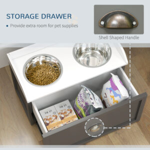 Pet Feeding Station, Elevated with Storage, Gray - Image 3